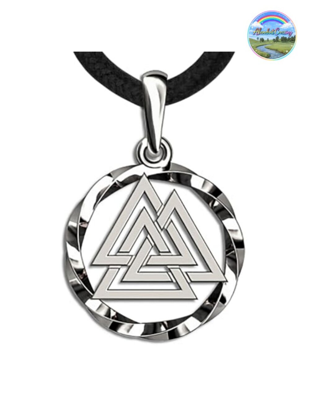 925 Sterling Silver Valknut Pendant Necklace Viking Norse Men Women 20"